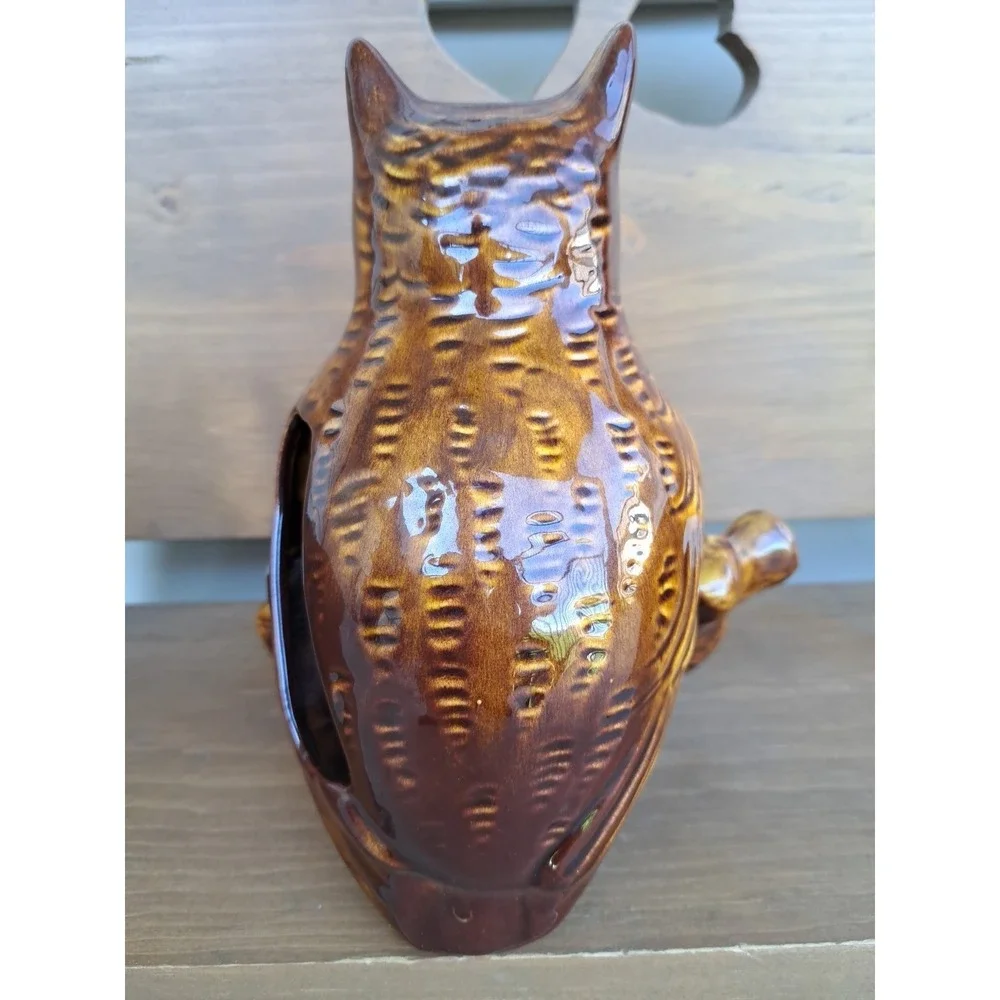 VTV California Pottery Glaze‎ Ceramic Owl Coin Tray Brown Collectable Decorative